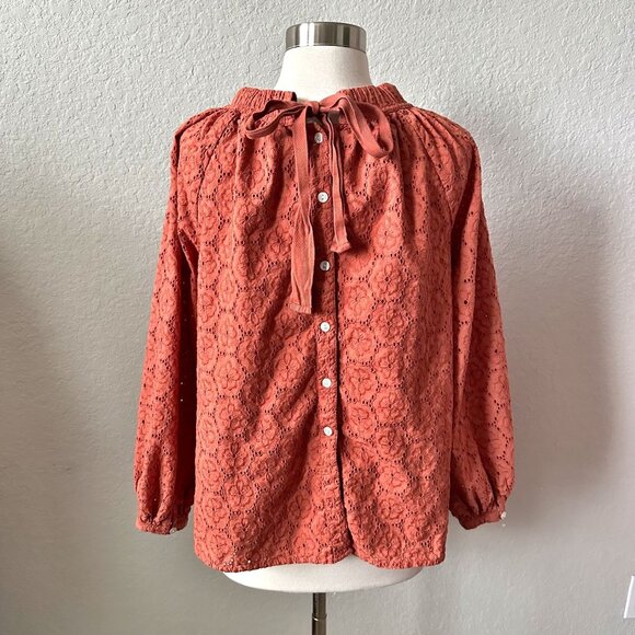 Roller Rabbit Eyelet Blouse Top in Terra - Picture 4 of 14